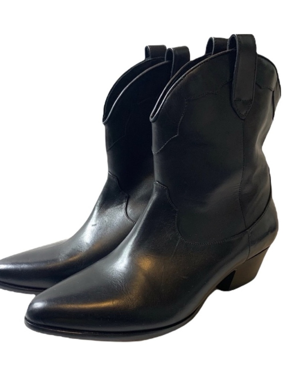 Women’s  Black Western Ankle Boots - Classic Pull-On Style MADE IN ITALY 🇮🇹